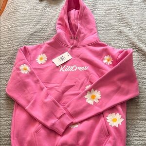 Kill Crew Vibrant Pink Hoodie with Floral Accents